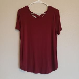 3/$21 - Burgundy Criss-Cross Back Top (Donated)